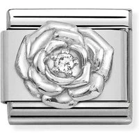 Silver Crystal Rose Charm