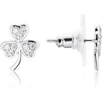 Silver Crystal Shamrock Stud Earrings