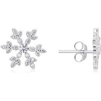 Silver Crystal Snowflake Earrings - 925 Silver