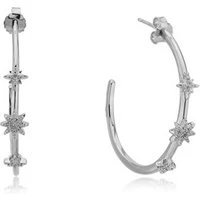 Silver Crystal Star Hoop Earrings