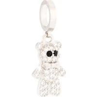 Silver Crystal Teddybear Charm - Silver