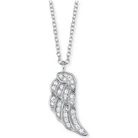 Silver Crystal Wing Pendant Necklace - Gold