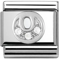 Silver Cubic Zirconia Letter Charm - O