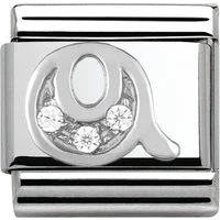 Silver Cubic Zirconia Letter Charm - Q