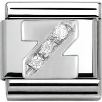 Silver Cubic Zirconia Letter Charm - Z