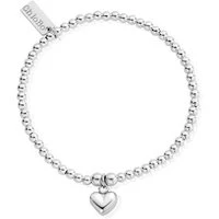 Silver Cute Puff Heart Bracelet - Silver