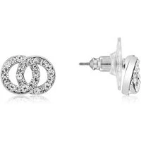 Silver CZ Double Link Stud Earrings