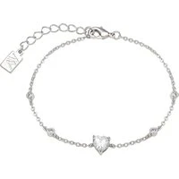 Silver CZ Heart Bracelet - Silver