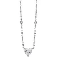 Silver CZ Heart Necklace - Silver