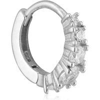 Silver CZ Single Hoop Earring - Silver