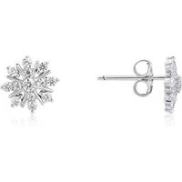 Silver CZ Snowflake Stud