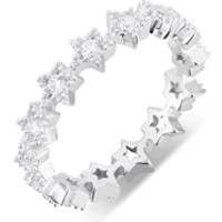 Silver CZ Star Band Ring - Ring Size 48 Silver