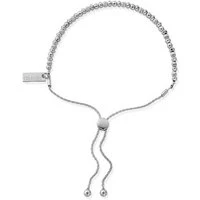 Silver Dainty Bead Adjustable Pull Bracelet - Silver