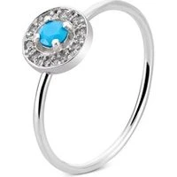 Silver December Birthstone Halo Adjustable Ring - Adjustable