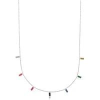 Silver Delia Rainbow Baguette Necklace - Silver