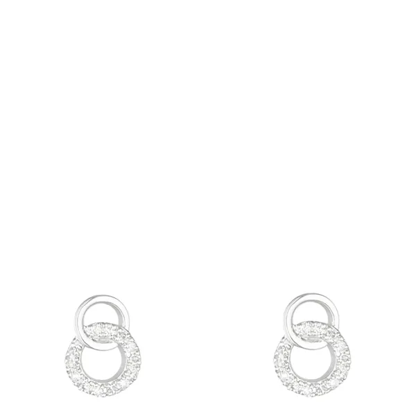 Silver Diamond Double Loop Earrings