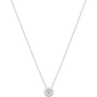 Silver Disc Paw Print Necklace - 45cm