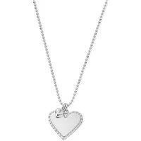 Silver double Heart Necklace - 56cm