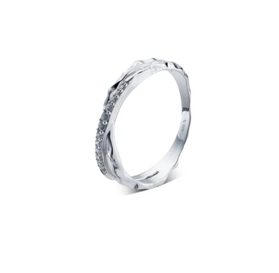 Silver Double Layer Organic Crystal Ring - 60