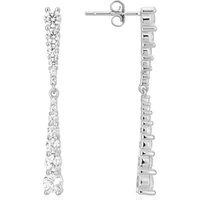 Silver Drop Crystal Tennis Earrings - Silver