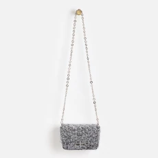 Silver Effie Metallic Tinsel Crossbody Bag