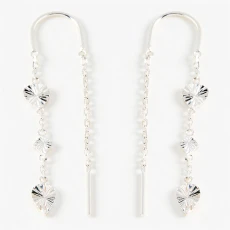 Silver Elodie Engraved Charm Thread Through Chain Drop Earrings