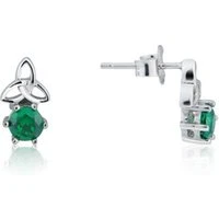 Silver Emerald Celtic Knot Earrings - Silver