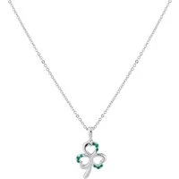 Silver Emerald Clover Necklace - Silver