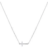 Silver Engraving Cross Necklace - 45cm