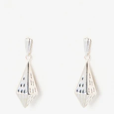 Silver Fae Facet Form Double Drop Earrings