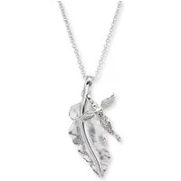 Silver Feather and Angel Pandant Necklace - Silver