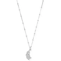 Silver Feather Heart Necklace - Silver