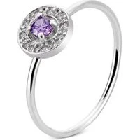 Silver February Birthstone Halo Adjustable Ring - Adjustable