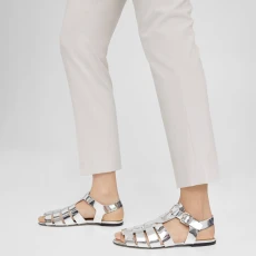 Silver Fisherman Peep Leather Sandals
