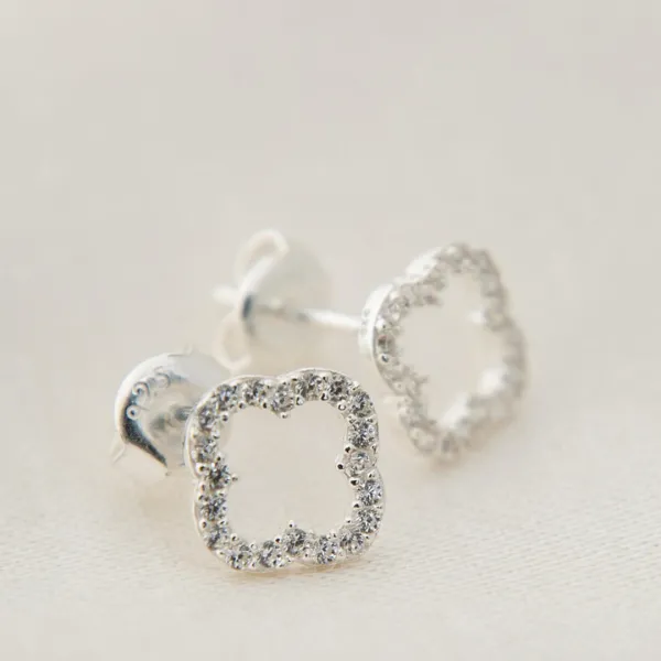 Silver Flower Stud Earringss - Multi