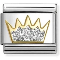 Silver Glitter Crown Charm