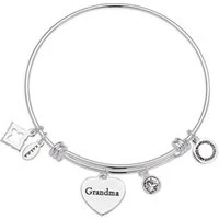 Silver Grandma Heart Bangle - Adjustable