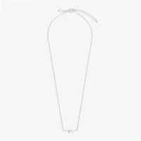 Silver Halo Pearl Cubic Zirconia & Pearl Cluster Necklace