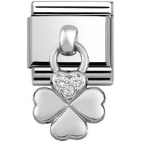 Silver Hanging Four Leaf Clover Charm