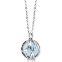 Silver Healing Blue Agate Medium Pendant Necklace - Silver