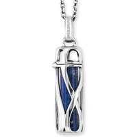 Silver Healing Lapis Small Pendant Necklace - Silver