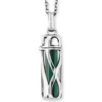 Silver Healing Malachite Medium Pendant Necklace - Silver