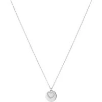 Silver Heart Coin Necklace - 45cm