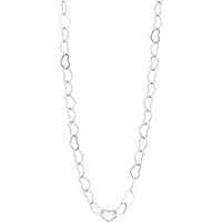 Silver Heart Link Chain Necklace - Silver