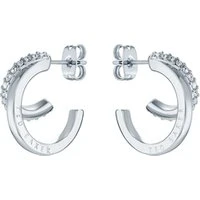 Silver Helias Crystal Double Hoop Earrings - Silver