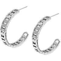 Silver Honeycomb Detail Hoop Earrings