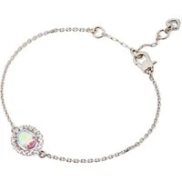 Silver Horizontal Oval Halo Bracelet - 17cm