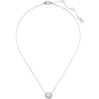 Silver Horizontal Oval Halo Necklace - Silver