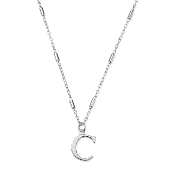 Silver Iconic Initial Necklace - Letter C