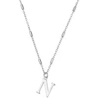 Silver Iconic Initial Necklace - Letter N